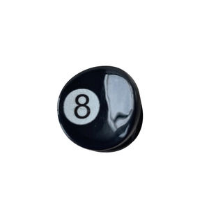 Mini acetate billiard 8-ball hair claw clip with a glossy black finish for styling hair