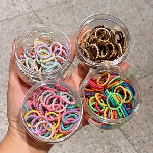 Colorful high-elastic hair ties for girls in transparent cylindrical jars set of four
