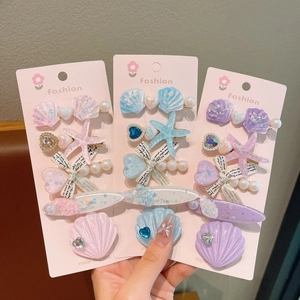 Lot de barrettes mignonnes thème océan avec coquillages et étoiles de mer pour filles