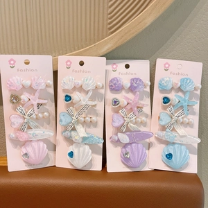 Série Sirène Océan Barrettes à Cheveux pour Filles Coquillage Étoile de Mer Künstliche Perle Cœur Ruban Doux Accessoires Cheveux Enfants