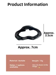 Spécifications de la pince à cheveux noire en acétate avec dimensions de 7cm et 13g