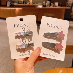 Fermagli per capelli argento per bambini con strass colorati e stelle rosa glitterate
