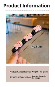 Détails de la pince à cheveux lapin rose de 9,5 cm montrant poids et dimensions pour filles