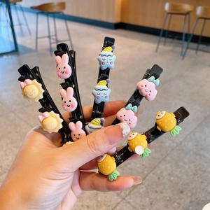 Lot de 5 barrettes à double couche motif dessin animé pour filles avec soleil et lapin