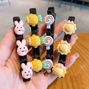 Lot de quatre jolies barrettes à cheveux pour filles avec motifs lapins et bonbons