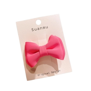 Handmade rose red double layer chiffon bow hair clip for girls on original display card