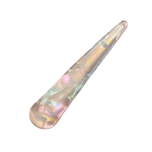 Elegant iridescent purple acetate hair clip featuring a handmade FRAMA logo brand design