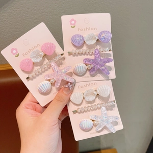 Sommer Marine Seestern Muschel Haarspangen Set Für Mädchen Süße Acryl Künstliche Perlen Haarnadeln Meer Ozean Thema Haarschmuck Sommer Haarspangen