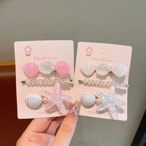 Sommer Meer Thema Seestern Muschel Haarspangen Set mit Perlen für Mädchen Haarschmuck