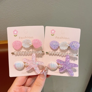 Süßes Ozean-Haarspangen-Set mit Seesternen und Muscheln für Mädchen Sommer-Haarstyling