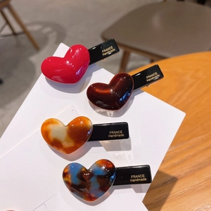 Acetate Heart Shaped Hair Clip For Women French Style Elegant Duckbill Clip Simple Fashion Side Bangs Clip Hair Accessories Gift