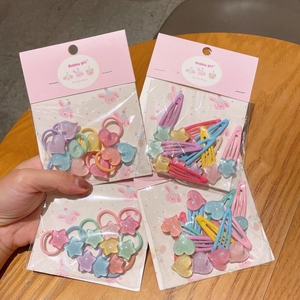 Set di Accessori per Capelli per Bambini Colore Gelatina Frutta Stella Cuore Clip BB 3D Resina Elastici per Capelli Decorativi per Bambina Regalo