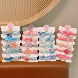 Élastiques à Cheveux Thème Océan Enfants Avec Charmes en Résine Étoile de Mer Coquillage Sirène Accessoires Cheveux Filles