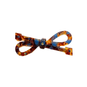 Barrette à cheveux élégante en acétate avec motif écaille et cristaux de strass colorés
