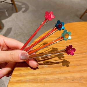 Fermaglio per Capelli a Fiore Dolce in Resina e Lega Barretta Laterale Forcina Floreale a Cinque Petali per Donna Gioielli