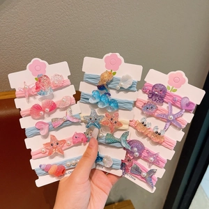 Lot de chouchous série océan avec breloques sirène et étoile de mer pour filles