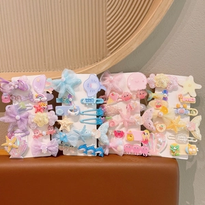 Cute kids mermaid and sea animal hair clip set with sequins and mesh on cards