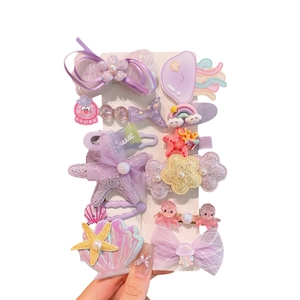 Cute kids mermaid hair clips set with glitter jellyfish, octopus and rainbow designs