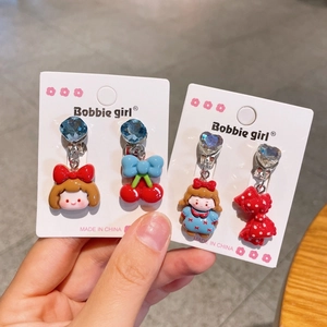 Kawaii Cartoon Tier Mädchen Ohrclips Kunstharz Legierung Ohne Ohrlöcher Schmerzfreie Ohrringe Für Kinder Kleine Mädchen Prinzessin Schmuck