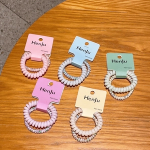 Set di 5 elastici per capelli a spirale colorati in stile cavo del telefono color pastello
