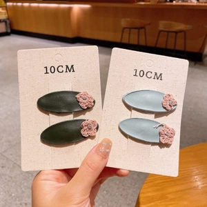 Barrettes à cheveux minimalistes en cuir PU avec fleurs pour filles, vert et bleu