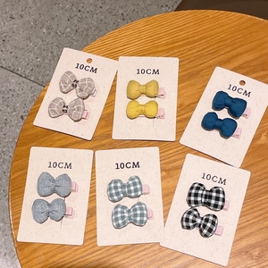 Set of 6 cute handmade 10cm fabric bow hair clips with solid and plaid patterns for kids