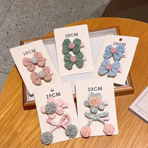 Handmade Bow Hair Clips For Kids Cute Floral Cotton Fabric Hairpins Button Decor Girls Hair Accessories Daily Headwear
