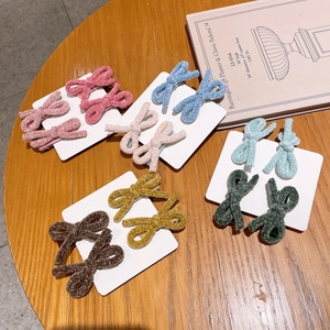 Faux Lamb Wool Bow Hair Clips For Girls Cute Plush Duckbill Clips Japanese Style Autumn Winter Hair Accessories Headwear