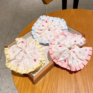 Sweet Ruffled Edge Scrunchies For Girls Heart Polka Dot Pattern Elastic Hair Ties Korean Princess Style Pony Tail Holder Accessories