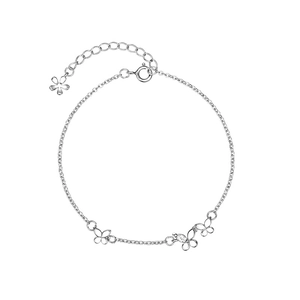 Bracelet papillon argenté élégant avec pierres en zircon et petit pendentif fleurie