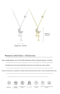 Spécifications détaillées du collier lune et étoile en argent s925 avec zircon