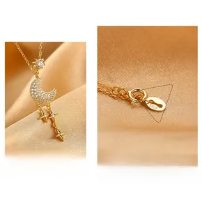 Détail du collier lune et étoile en argent sterling S925 avec poinçon authentique