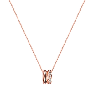Collier en argent sterling S925 or rose avec incrustation noire et cristaux brillants