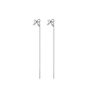 Boucles d'oreilles pendantes en argent S925 avec nœud papillon et oxydes de zirconium