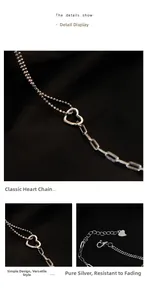 Detailansicht der S925 Sterlingsilber Herzkette mit asymmetrischem Kettendesign