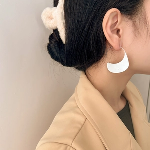 Trendy Retro Exaggerated Large Circle Semi-circle Earrings For Women Silver Mirror Irregular Geometric Copper Earrings Jewelry Gift