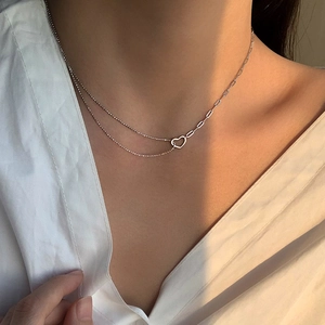 Minimalistische Asymmetrische Kette Herz Anhänger Halskette Für Damen Kupfer Galvanisiert Winzige Hohle Herz Choker Schmuck Geschenk