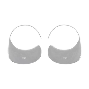 Polished S925 silver irregular U-shaped hoop earrings with mirror finish