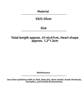 Detailed size and material guide for S925 silver lava texture heart pendant necklace