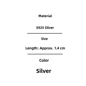 Specifications for geometric S925 silver ear clips showing 1.4CM length and silver color