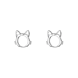 Cute S925 sterling silver cat hoop earrings with minimalist whiskers and ear details