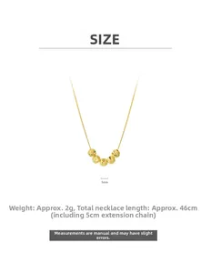 Spécifications de taille pour un collier à billes dorées avec perles de 5mm et 46cm