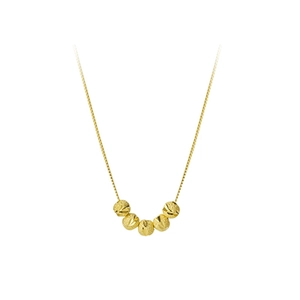 Élégant collier doré avec cinq perles texturées au design vintage minimaliste pour femme