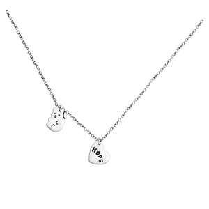 Collier en argent avec pendentif ours et cœur gravé HOPE pour femme