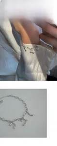 Vue macro détaillée des pendentifs de lave irréguliers sur un bracelet argenté chic