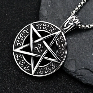Vintage Viking Pentagram Alleen Hanger Zonder Ketting Roestvrij Staal Occulte Magische Cirkel Keltische Knoop Ketting Heren