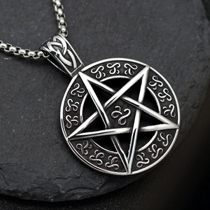 Vintage Viking hexagram hanger ketting van roestvrij staal met punk rock design voor heren