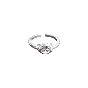 Bague ouverte ajustable avec tête de tigre évidée en argent pour le cadeau de l'année du tigre
