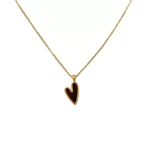 Minimalistische S925 Sterling Silber Halskette mit weinrotem Herzanhänger und Goldkette