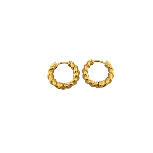 Classic twisted hoop earrings in bright gold finish for women minimalist jewelry style